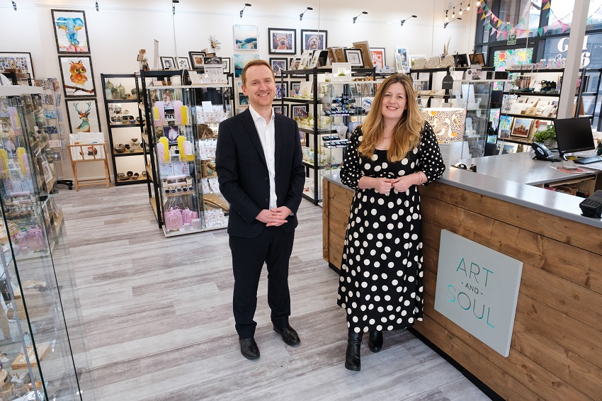 Tom Watson and Jane Berriman inside new creative hub, Art and Soul, on Humber Street